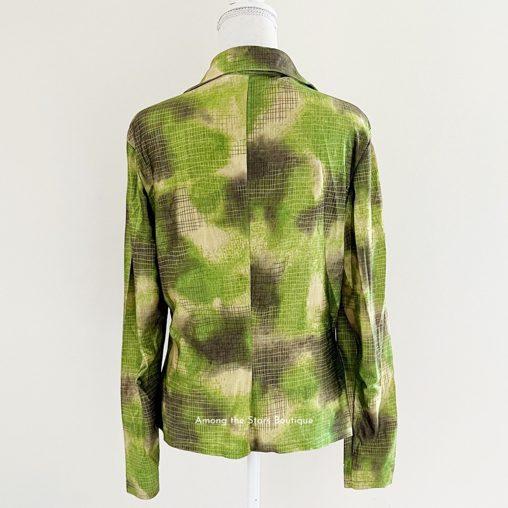 Very Rare 90s Vintage Green Abstract Print Button-Up Blouse ASO Cordelia in BTVS - Picture 13 of 14